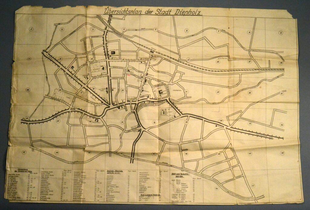 Une carte allemande montrant un réseau de routes.