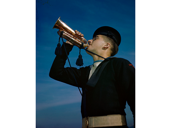 A man playing the bugle