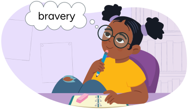 A young girl thinking about bravery