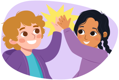 Cartoon of two children giving each other a high five
