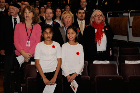 People at a Remembrance Day ceremony
