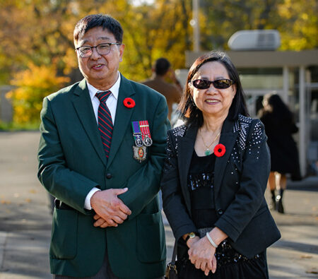 People wearing poppies