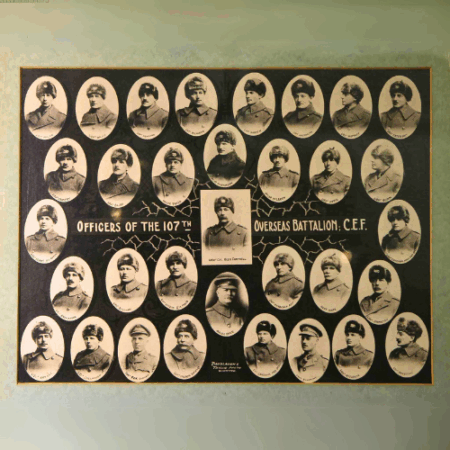 A group of portraits of officers from the 107th Battalion