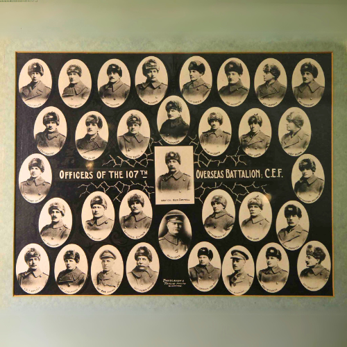 A group of portraits of officers from the 107th Battalion